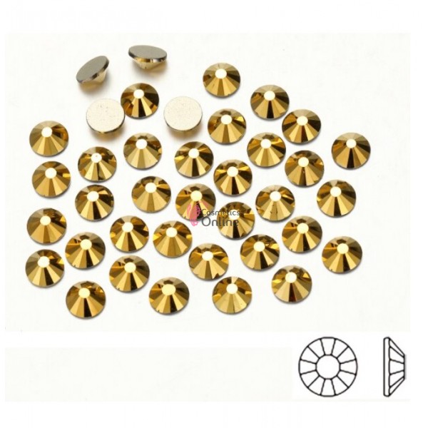 Strasuri din cristale pentru make-up, model SM020DD Auriu Metalizat de 1,2mm